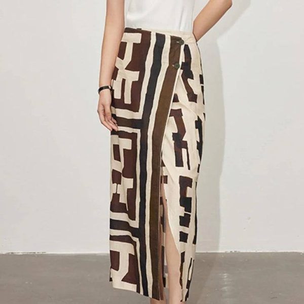 Deeeze Jacquard Pattern Midi A-Line Skirt